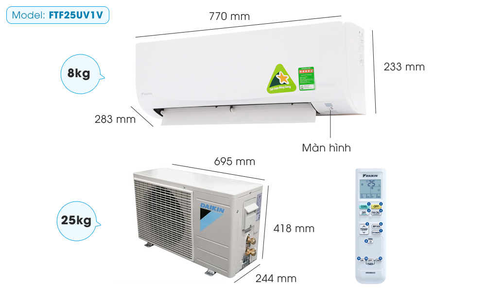 may lanh daikin ftf25uv1v 1 0 hp 5 1